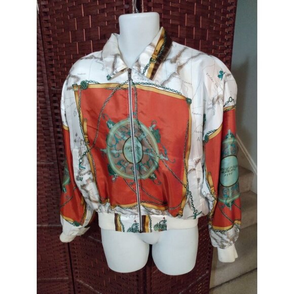 para-silk Jackets & Blazers - Vintage Women's Para-Silk Jacket All Over print Nautical XL Retro